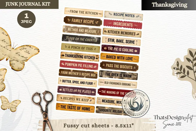 Vintage Thanksgiving Junk Journal calendar sheet ephemera