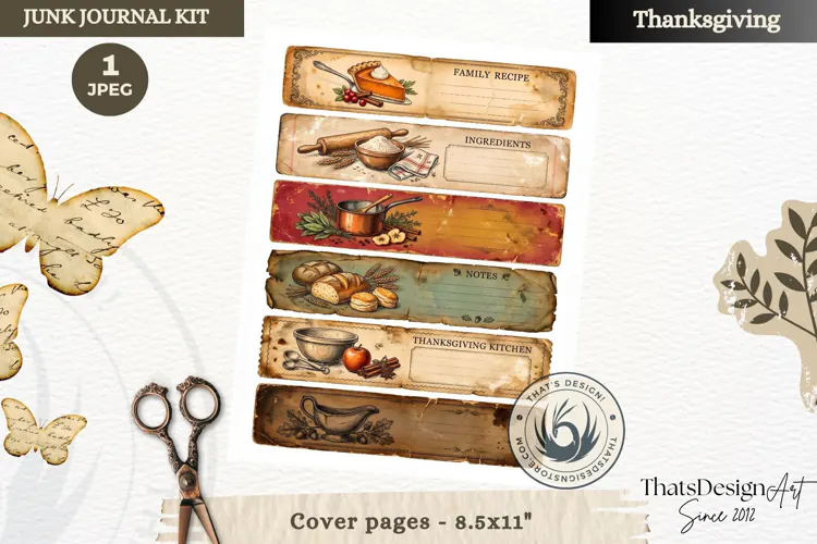 Vintage Thanksgiving Junk Journal fussy cut ephemera collage