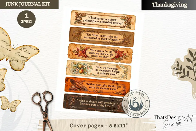 Vintage Thanksgiving Junk Journal fussy cut ephemera collage