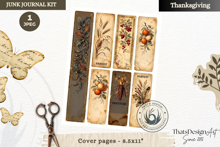 Vintage Thanksgiving Junk Journal fussy cut ephemera collage