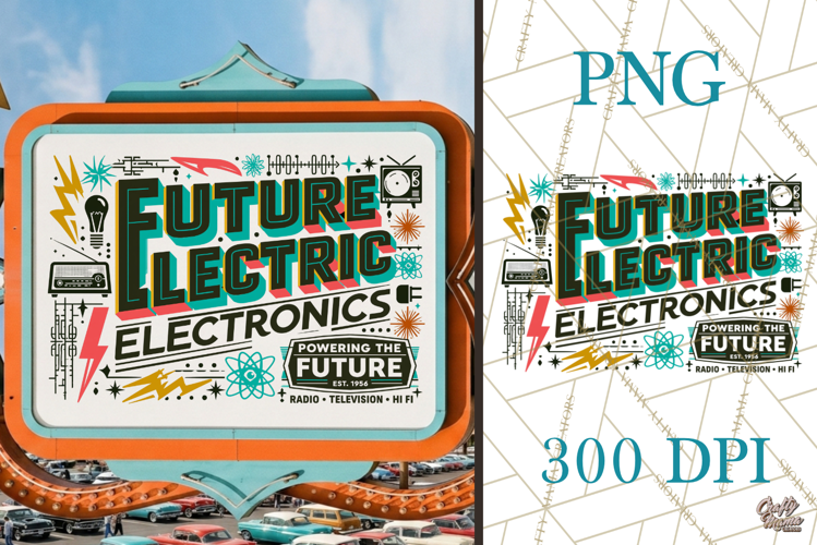 Retro Atomic Age Future Electric PNG
