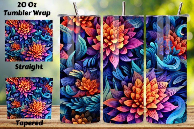 Futuristic 3D Petal Tumbler Wrap, Seamless Symphony PNG