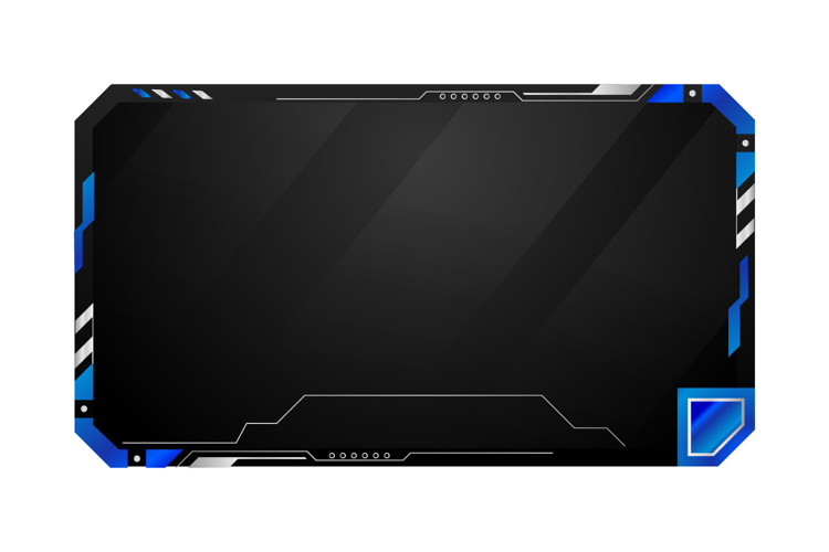 Futuristic gaming screen and border element gradient blue