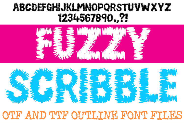 Fuzzy Scribble Alphabet Font Lettering Spiky ABC OTF TTF