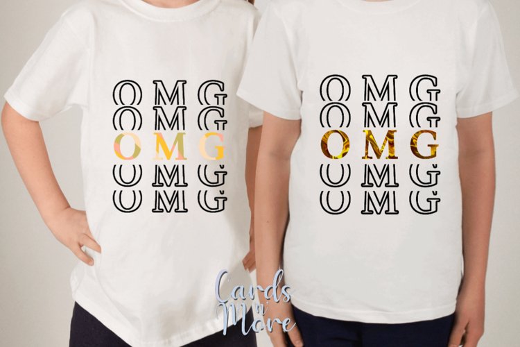 OMG, 7 colour designs, PNG, Stack, T-shirt, mug, sublimati example image 1