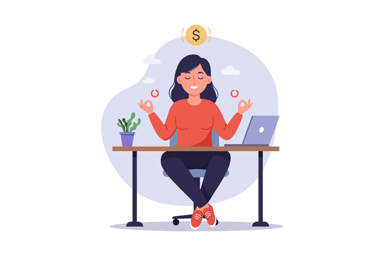 Woman Meditating Clipart Image 7