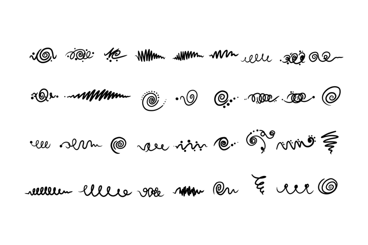 Decorative hand-drawn swirls and lines in a minimal style sh