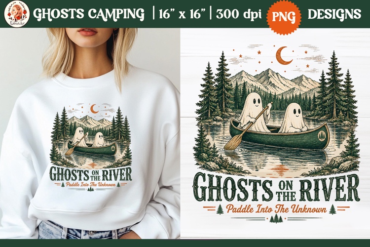 Ghost camping PNG | Vintage wilderness outdoor adventure