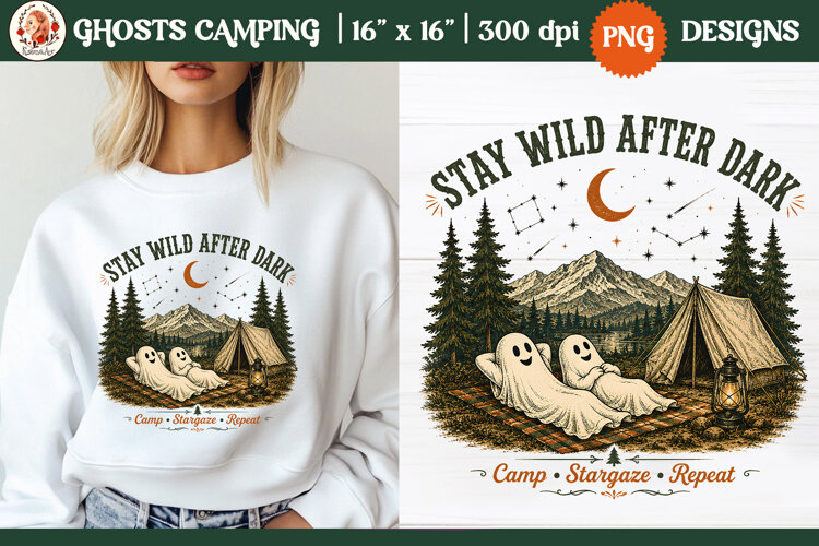 Ghost camping PNG | Vintage wilderness outdoor adventure example image 1