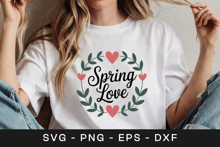 Spring Love Floral Wreath SVG PNG