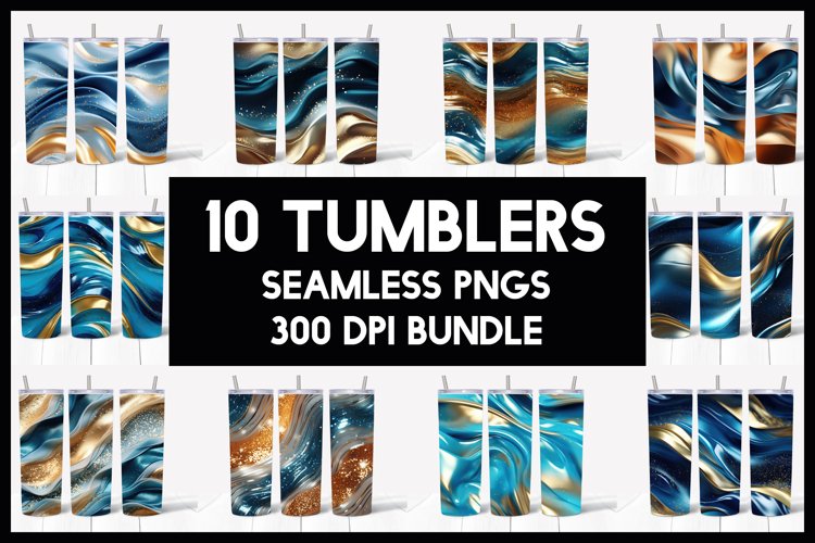 10 Blue Gradient Abstract Glitter Tumbler Seamless Tumbler example image 1