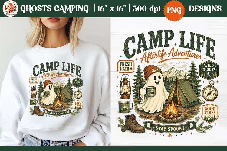 Ghost camping PNG | Vintage wilderness outdoor adventure