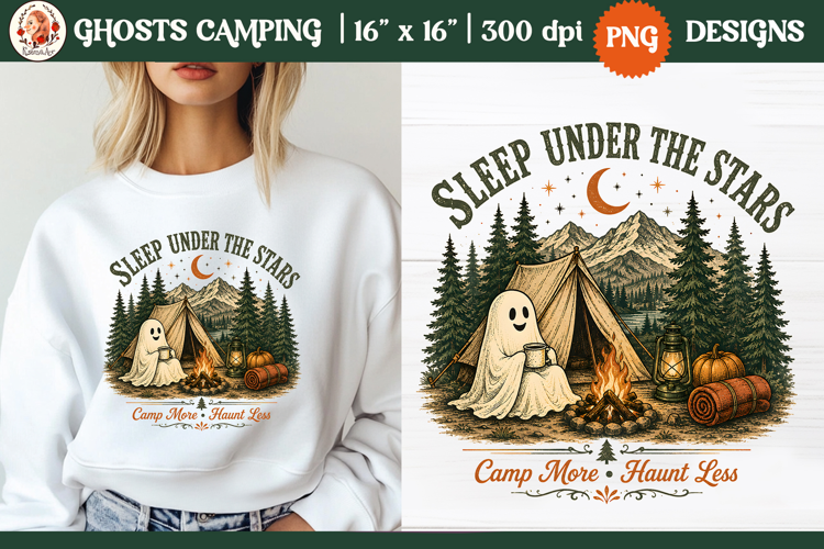 Ghost camping PNG | Vintage wilderness outdoor adventure