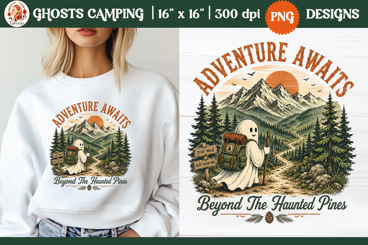 Ghost camping PNG | Vintage wilderness outdoor adventure