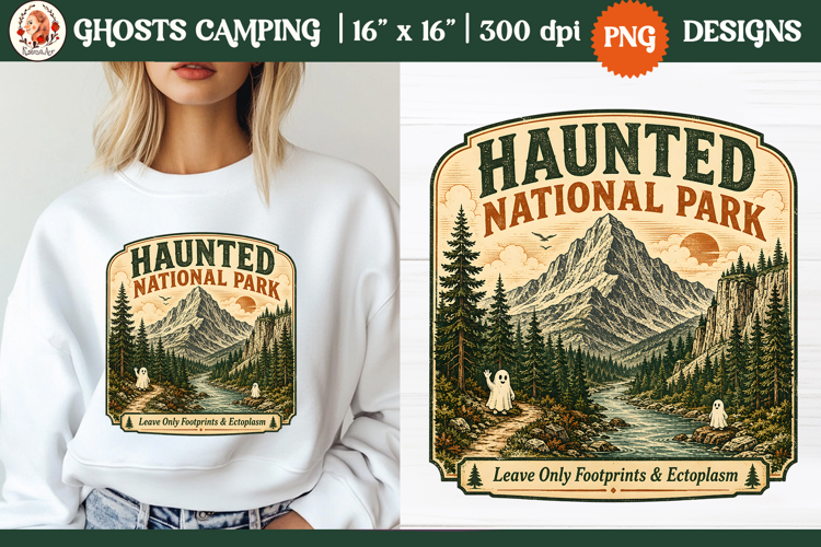 Ghost camping PNG | Vintage wilderness outdoor adventure