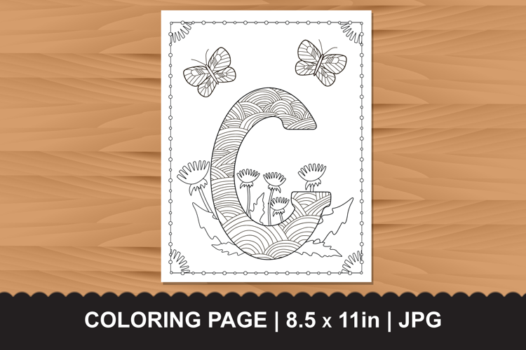 Letter G Coloring Page with Butterflies and Flowers