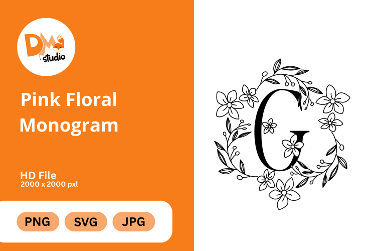 Pink Floral Monogram