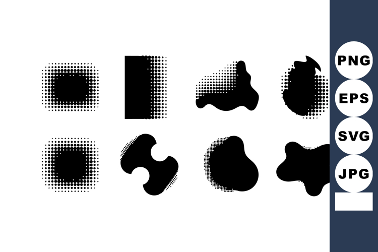 Abstract black halftone shapes vector design elements with d