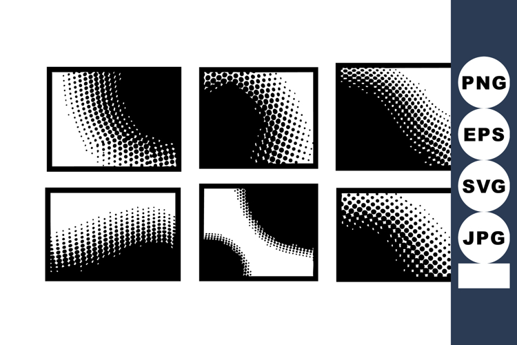 Black and white halftone gradient vector design elements wit