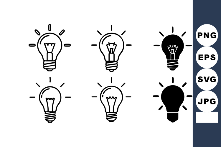 Light bulb icons with glowing and solid styles
