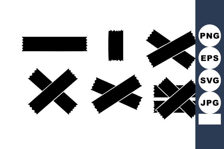 Black Tape Strips in Various Shapes and Arrangements Vector