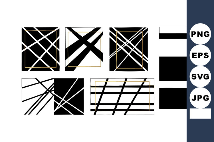 Abstract black and white geometric shapes with crisscrossing example image 1