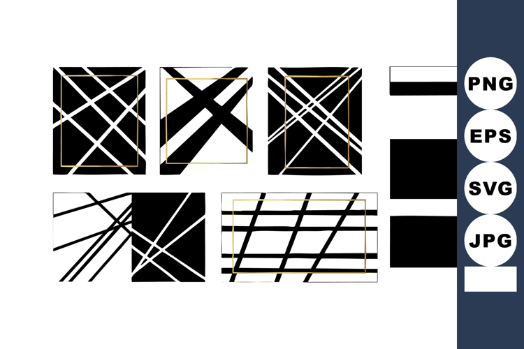 Abstract black and white geometric shapes with crisscrossing