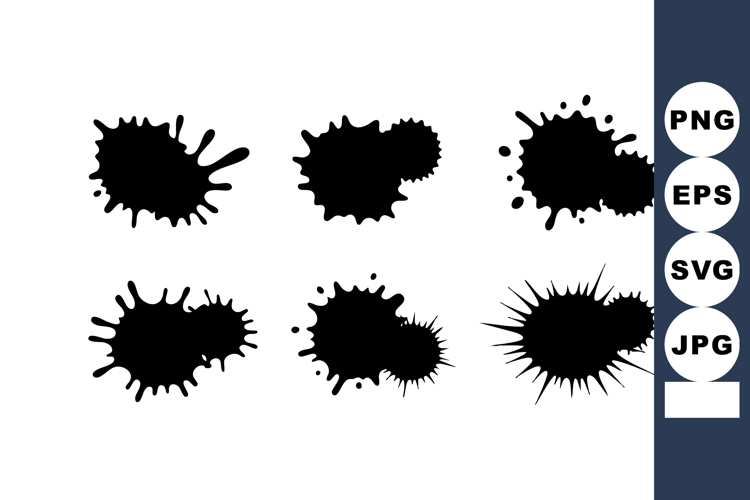 Ink splatter shapes collection different styles black isolat