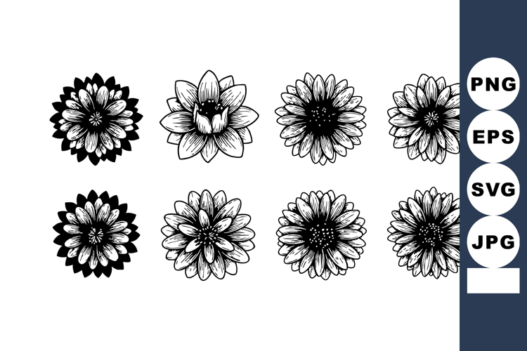 Flower Clipart Black And White Image 8
