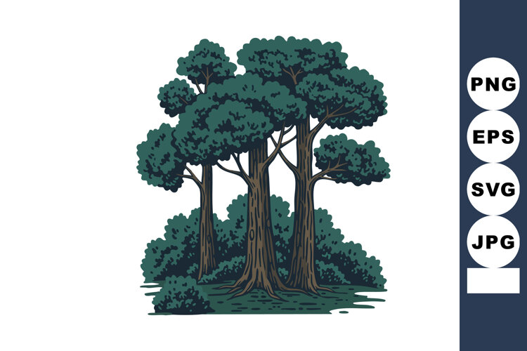 Group of large trees with dense green foliage and surroundin example image 1
