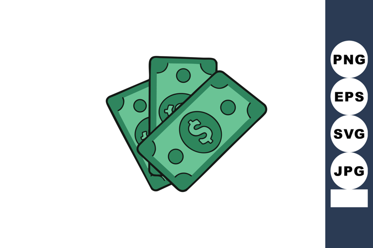 Money bills stacked with dollar symbol in green vector illus example image 1