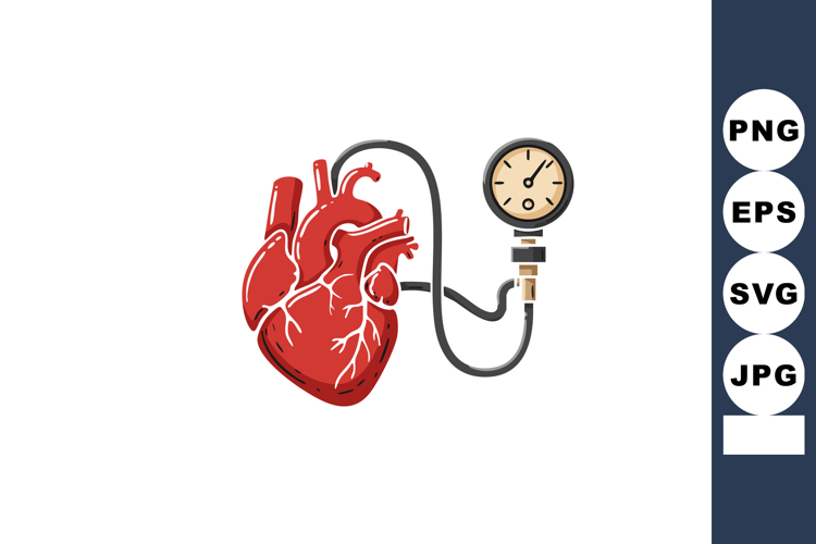 Human heart with blood pressure gauge measuring cardiovascul example image 1