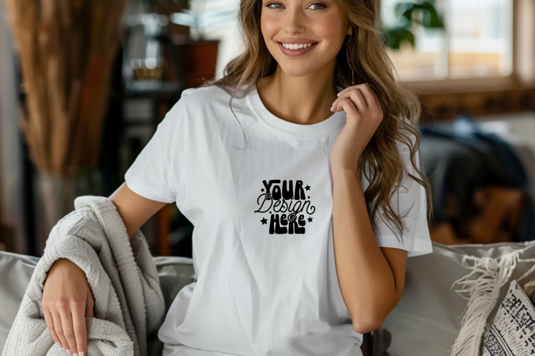 Gildan 64000 Model Mockup, Women Tshirt Mockup,