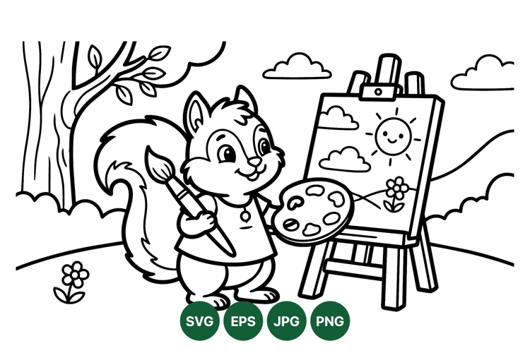 Cute Squirrel Painting Clipart For Kids Projects