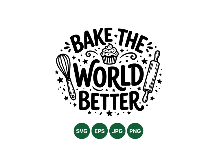 Hand Drawn Baking Quote Clipart Design