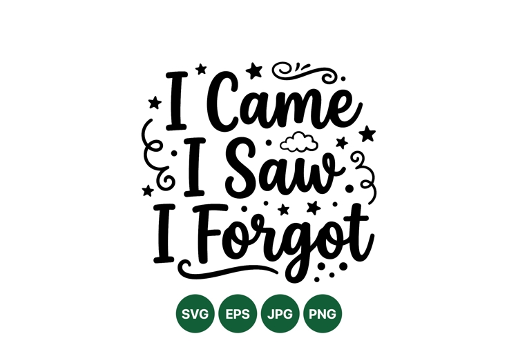 Funny I Came I Saw I Forgot Typography Design
