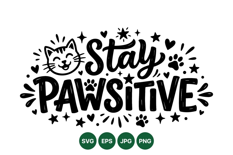 Cute Cat Paw Typography Inspirational Artwork