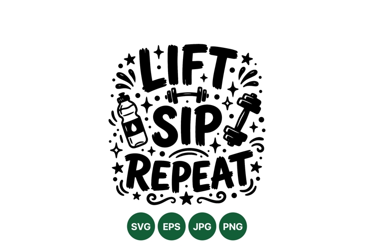 Motivational Fitness Typography Design With Dumbbells