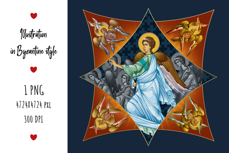 Archangel Gabriel. Greek Illustration