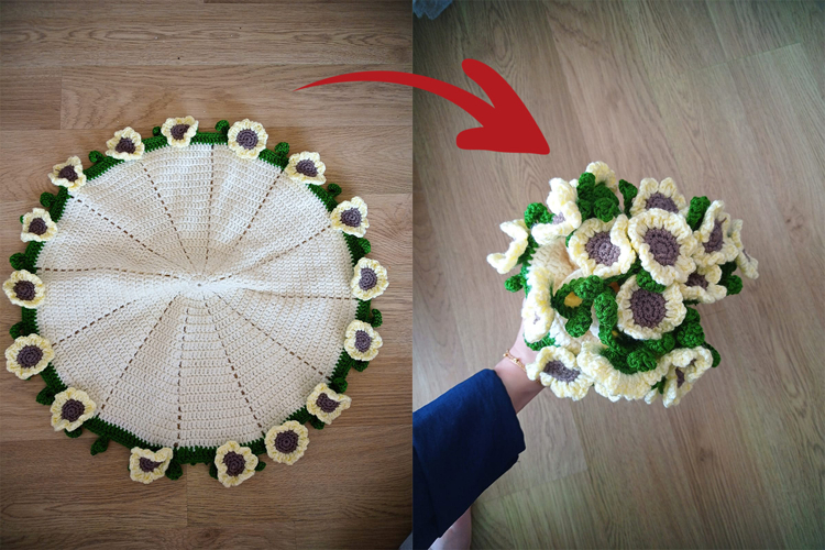 Sunflowers Bouquet Blanket Crochet Pattern