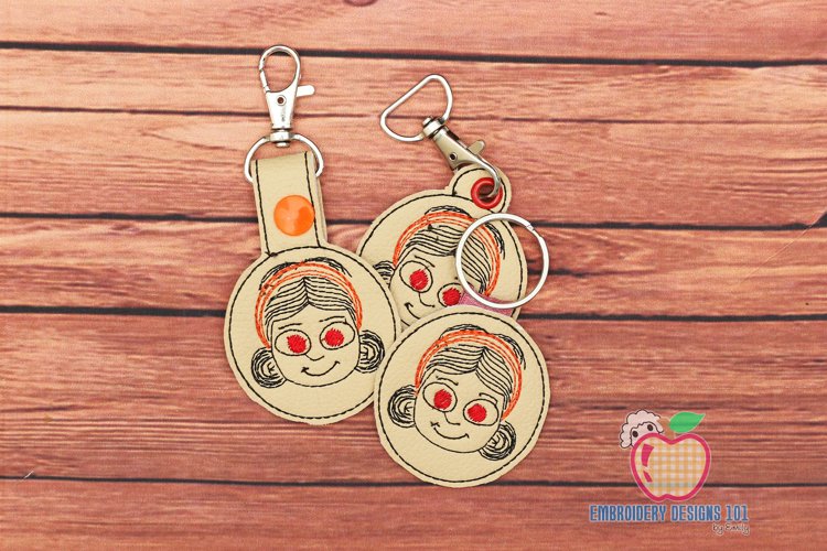 Close up Gal Head In The Hoop Keyfob