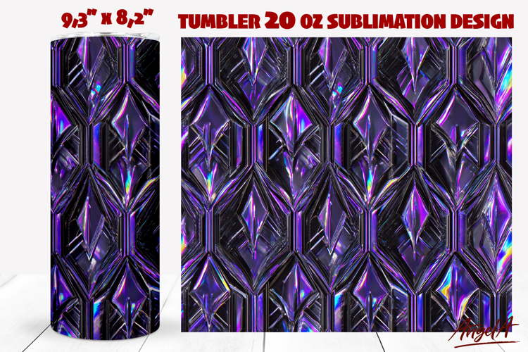 Purple glowing tumbler wrap sublimation, shining geometric