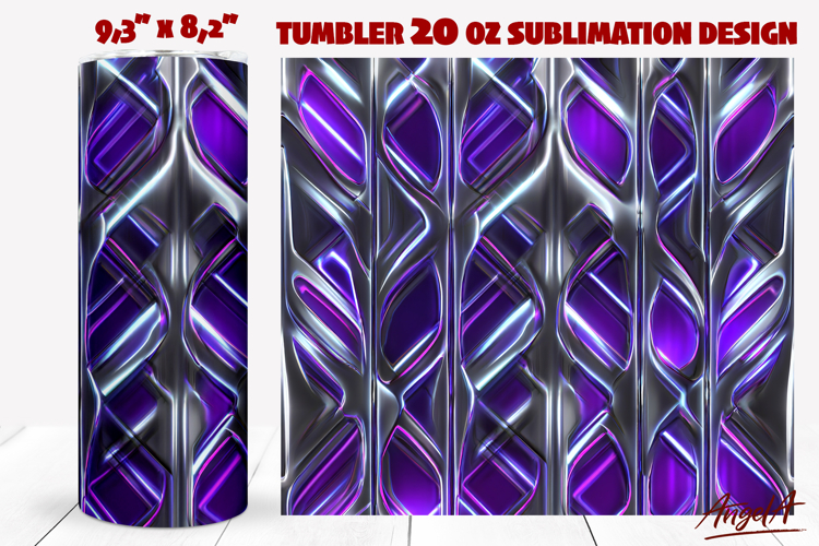 Purple glowing tumbler wrap sublimation, shining geometric