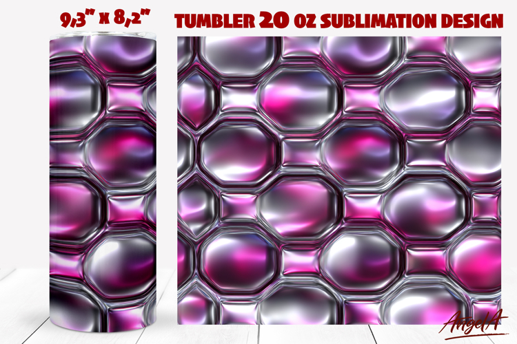 Abstract glowing tumbler wrap sublimation, metallic texture
