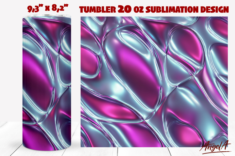 Abstract glowing 3D tumbler wrap sublimation, iridescent