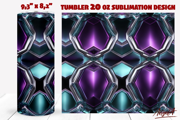 Galactic metallic iridescent tumbler sublimation, geometric