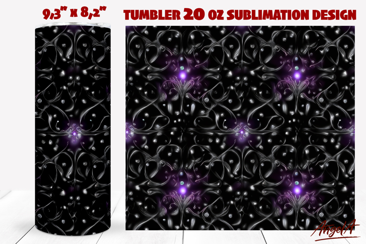 Abstract sparkle black tumbler wrap sublimation, iridescent