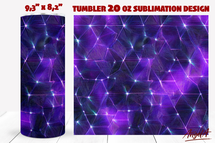 Iridescent 3D dark purple tumbler sublimation, glowing