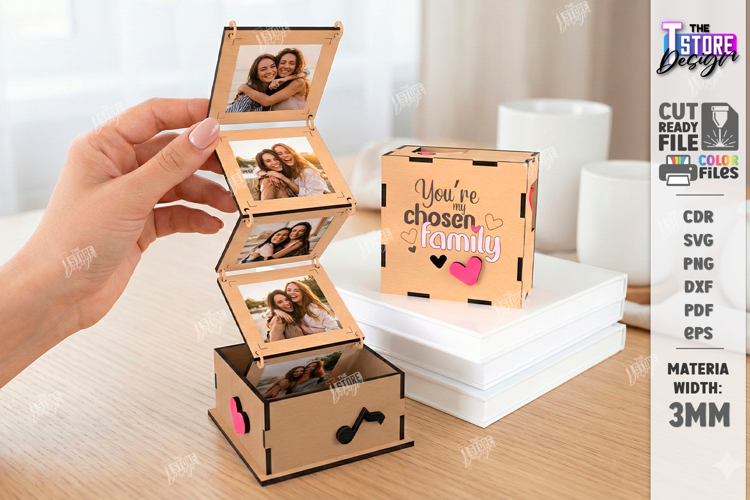 Galantines Day Photo Memory Box Laser Cut | Keepsake Box SVG