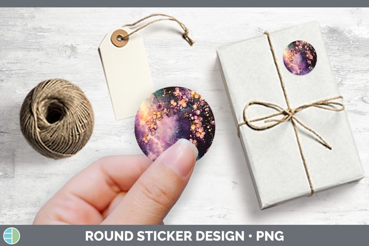 Galaxy Acacia Stickers | Round Labels Designs